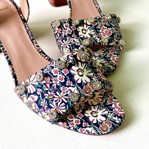 NEW Women's J.crew Liberty Penny Ankle-strap Sandals Floral & Crystal, Size 10.5